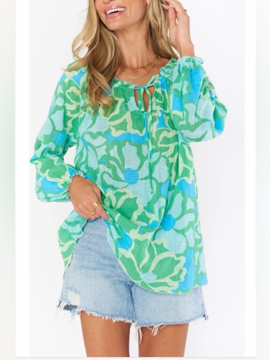 Show Me Your MuMu Tops - Show Me Your Mumu Small Margo Tunic in vibrant "Abstract Poppy Multi" green/blu